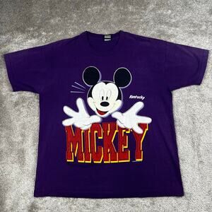 Vintage Purple Mickey Mouse T-shirt Size XL Single Stitch Cartoon Kidcore